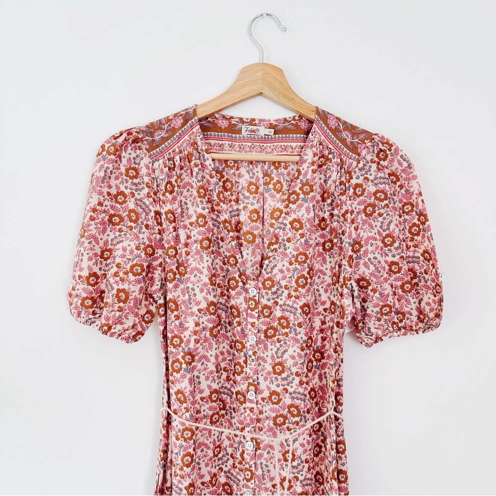 NEW Faherty Women’s Orinda Floral Print Organic Cotton Maxi Dress Earth Print - Picture 5 of 12